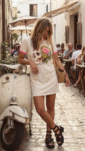 Vestido camiseta calavera floral