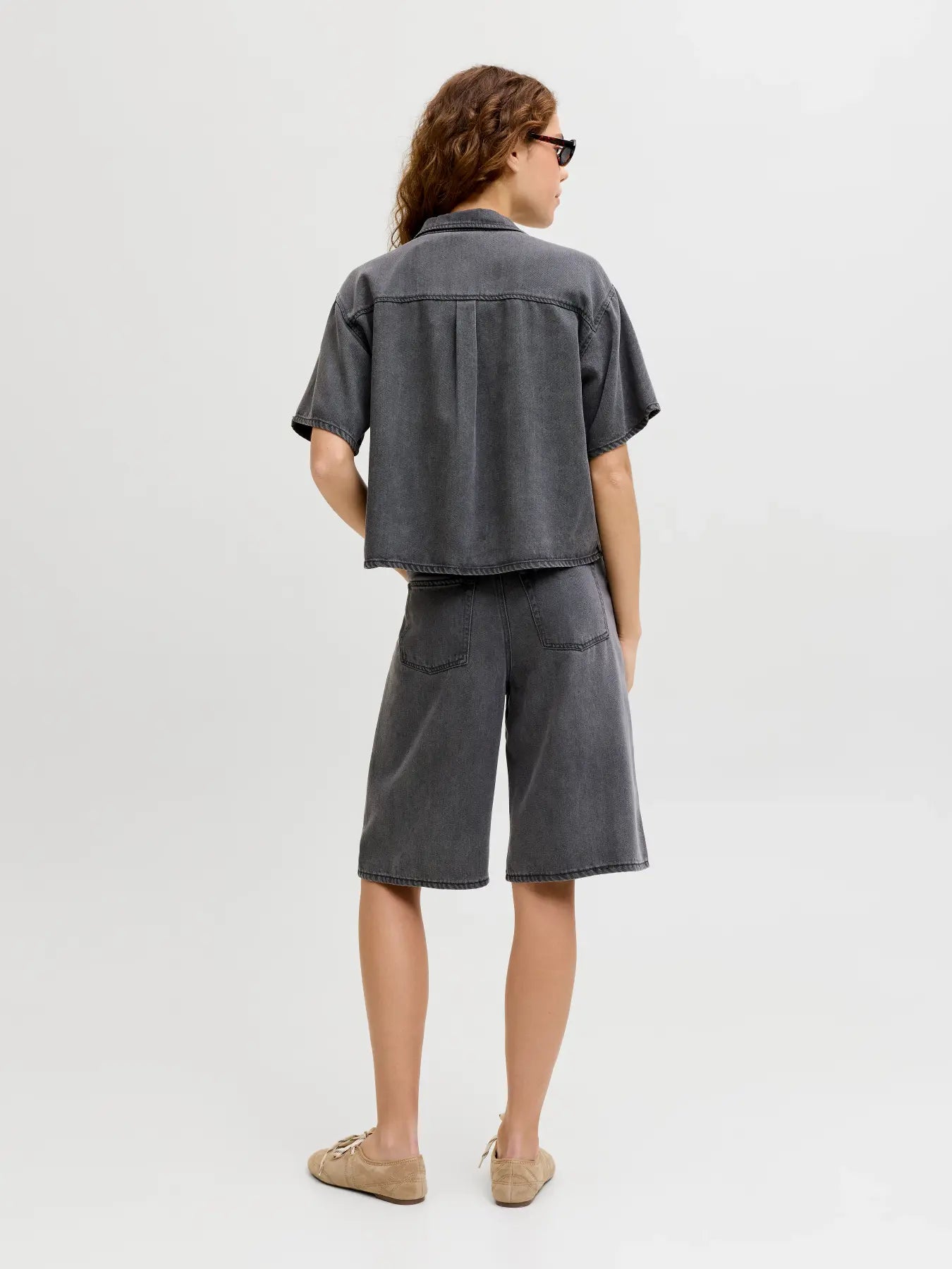 Camisa Corta Denim Gris