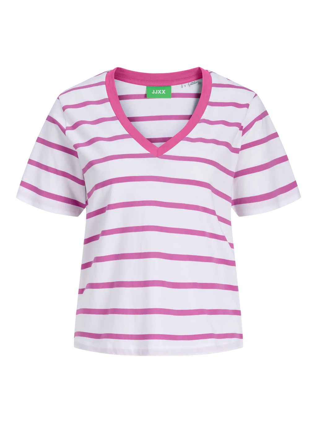 Camiseta a Rayas Blanca y Rosa