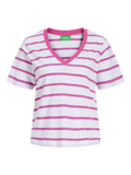 Camiseta a Rayas Blanca y Rosa