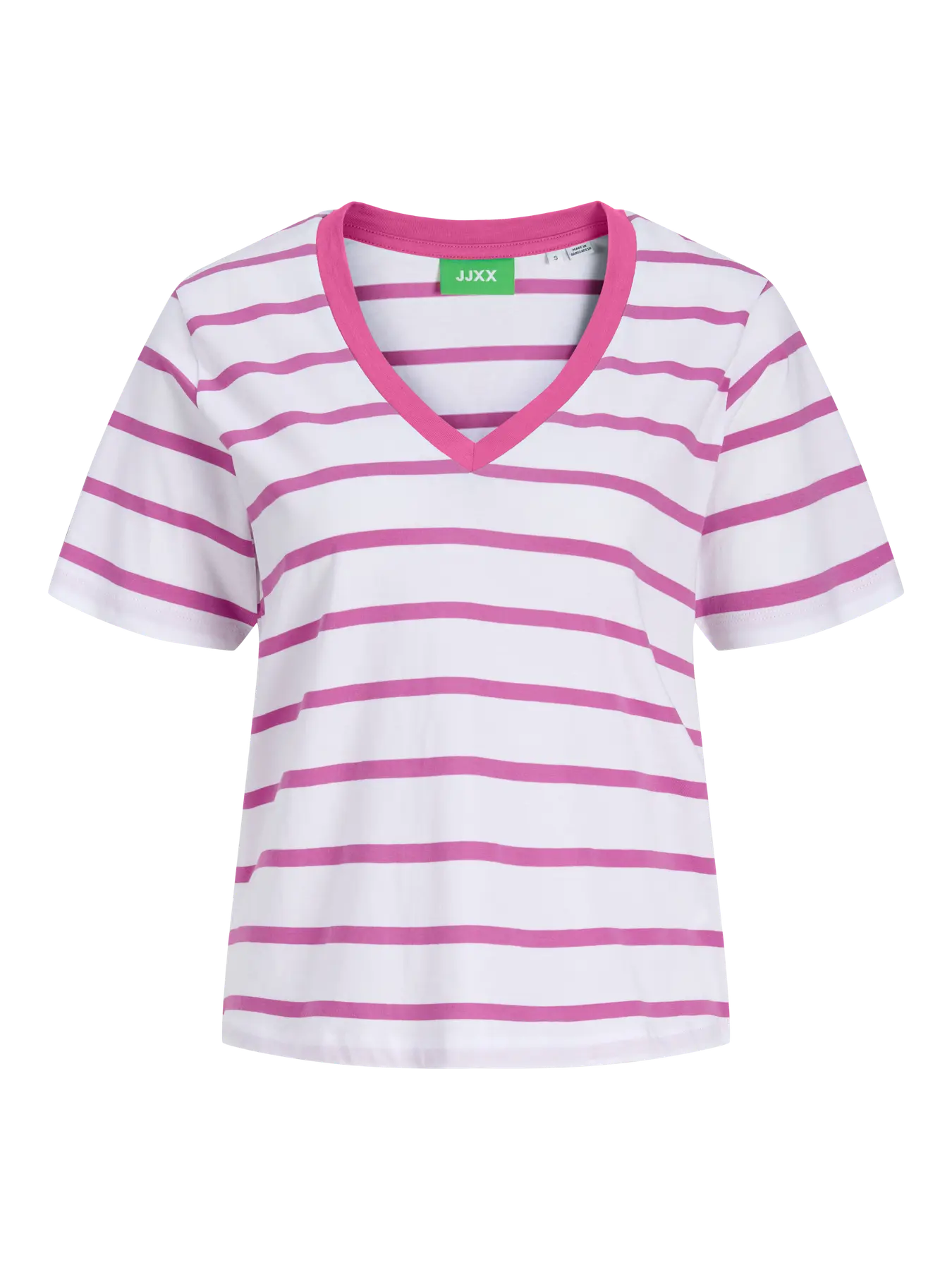 Camiseta a Rayas Blanca y Rosa