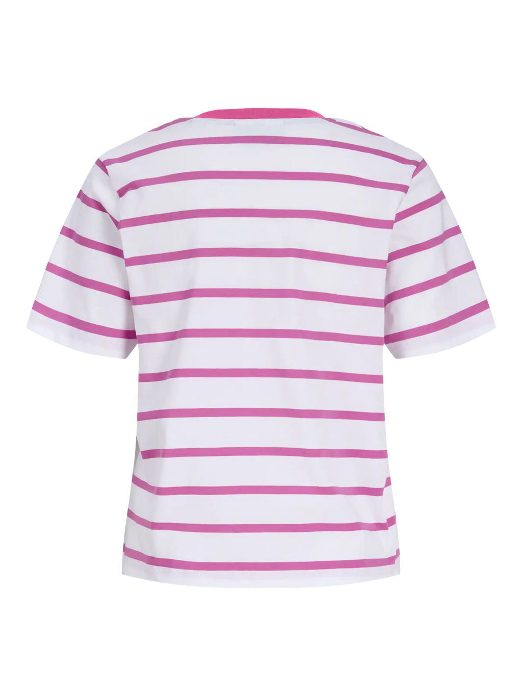 Camiseta a Rayas Blanca y Rosa