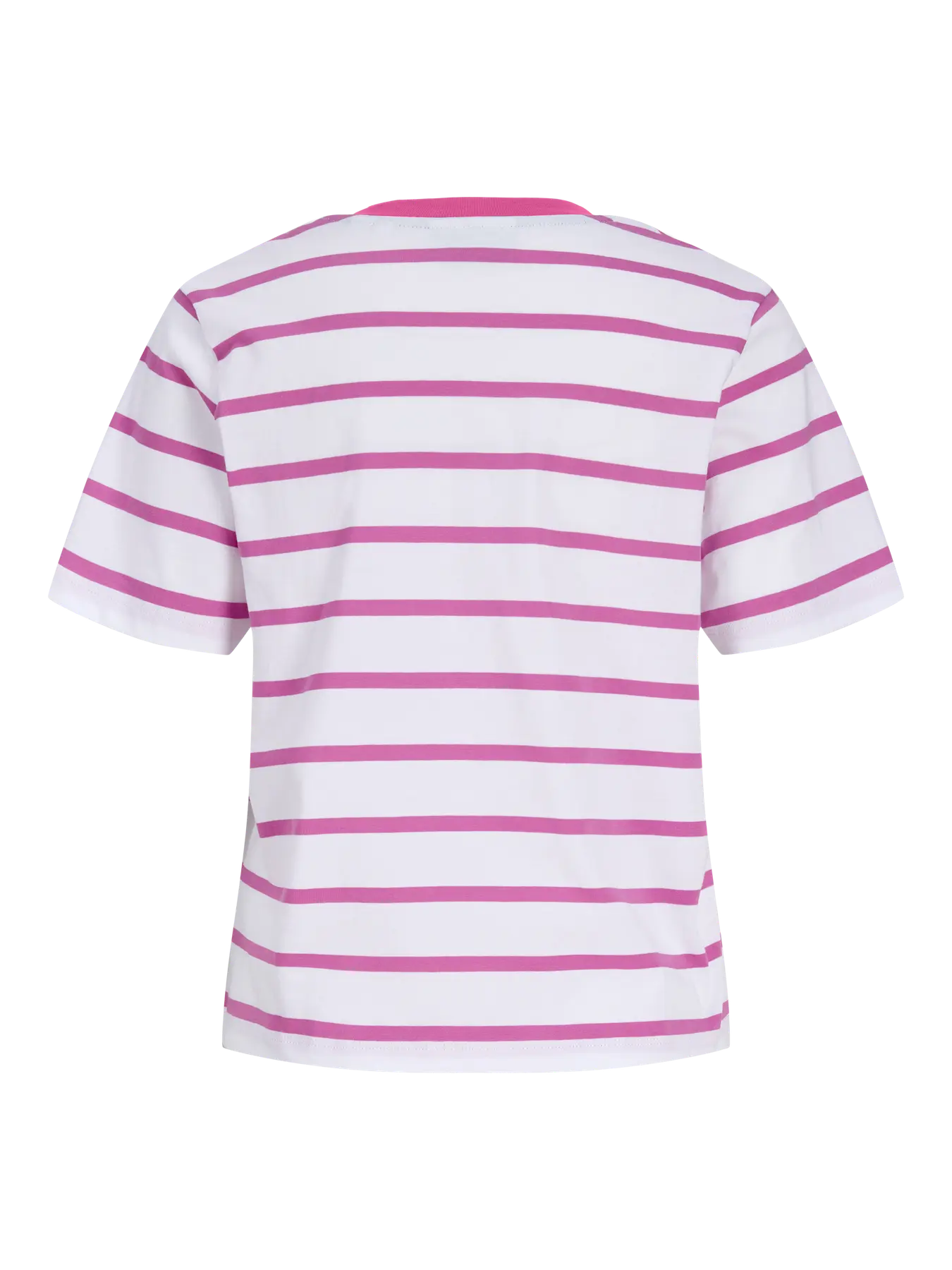 Camiseta a Rayas Blanca y Rosa