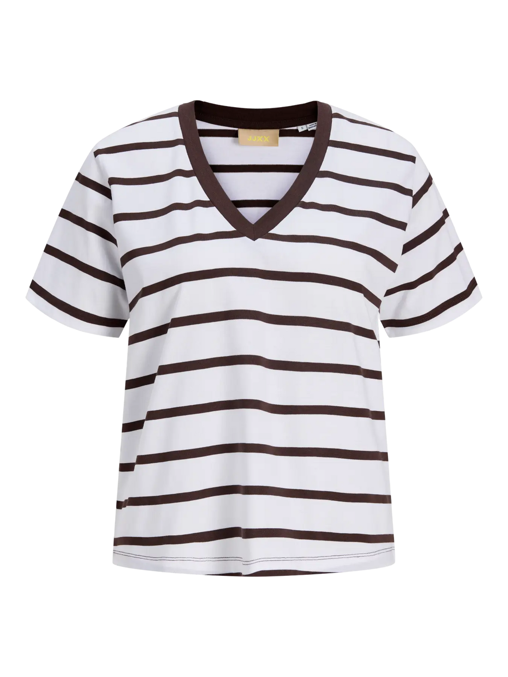 Camiseta a Rayas Blanca y Marrón