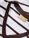 Camiseta a Rayas Blanca y Marrón