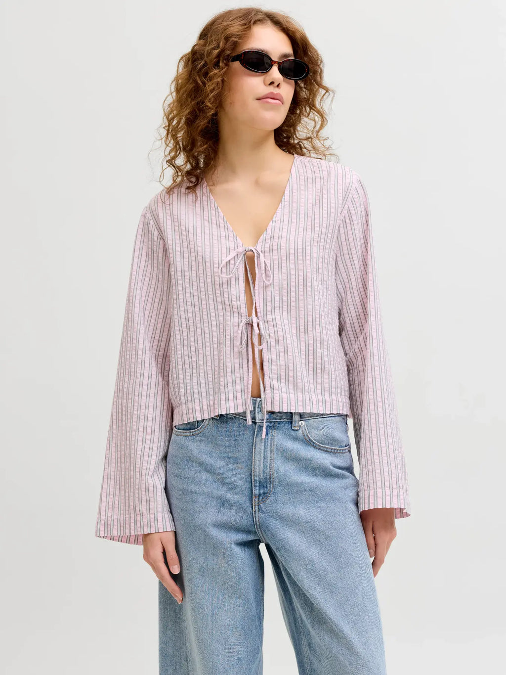 Blusa Corta a Rayas Rosa