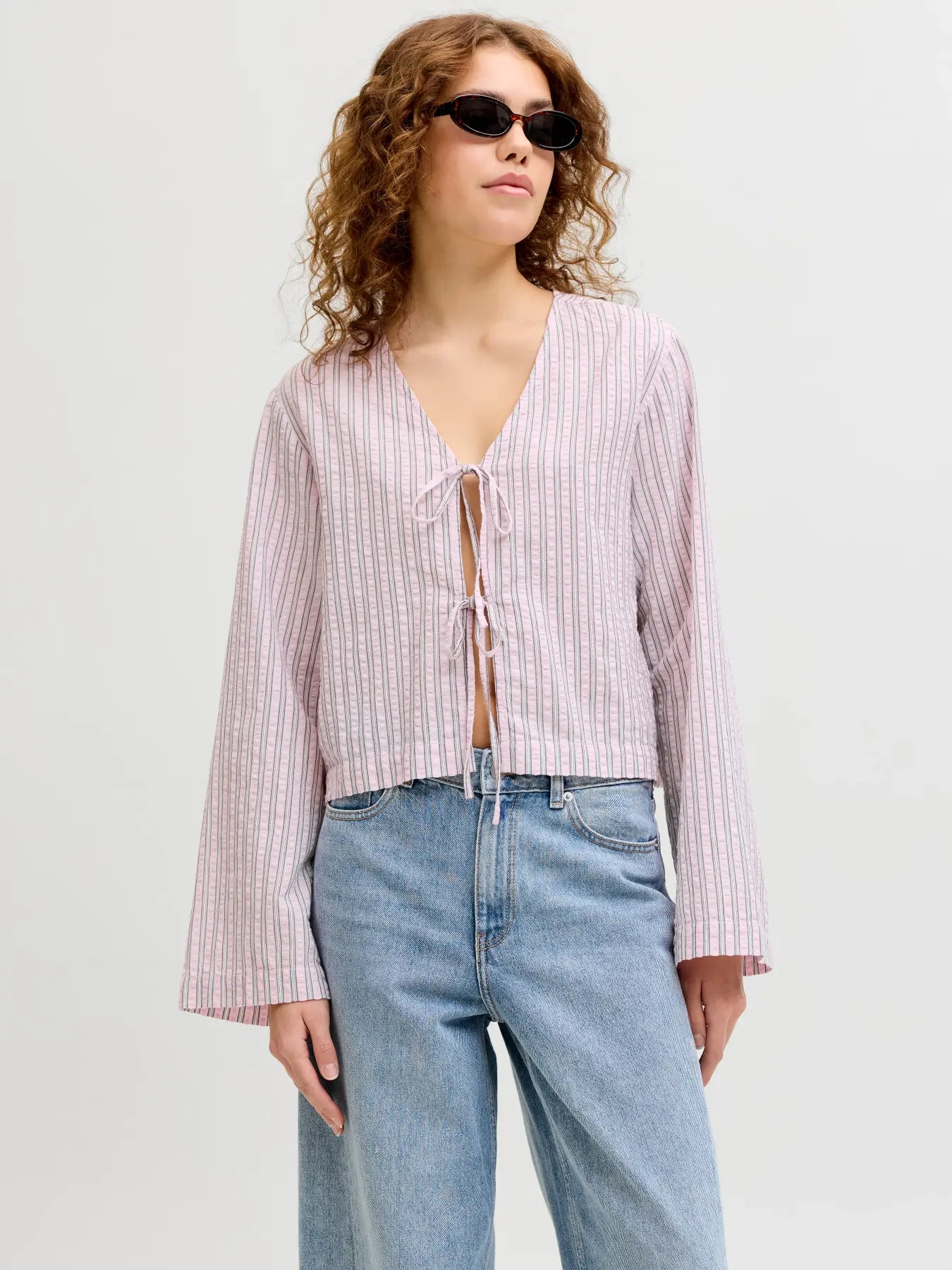 Blusa Corta a Rayas Rosa