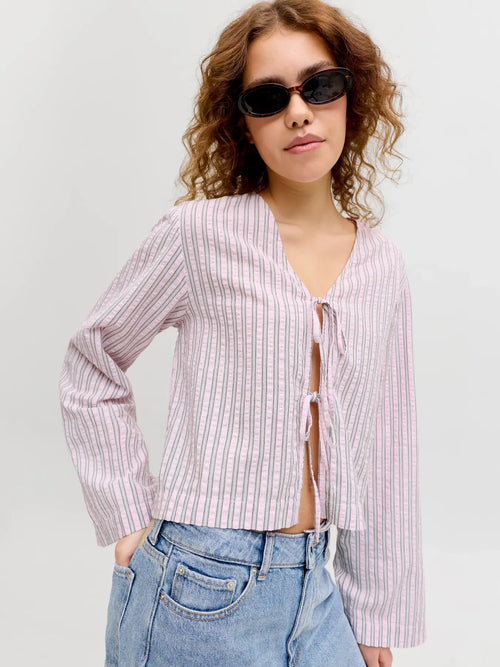 Blusa Corta a Rayas Rosa