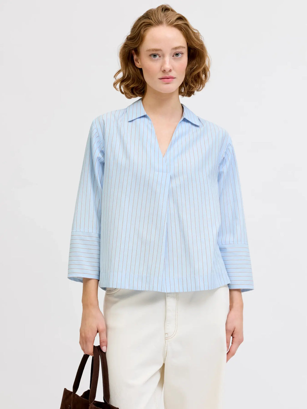Camisa a Rayas Azul Celeste