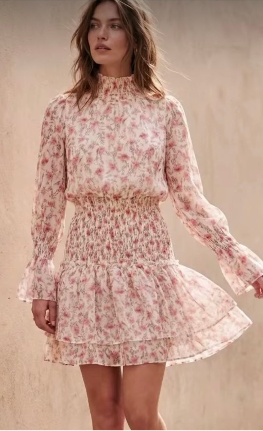 Vestido Floral Manga Larga