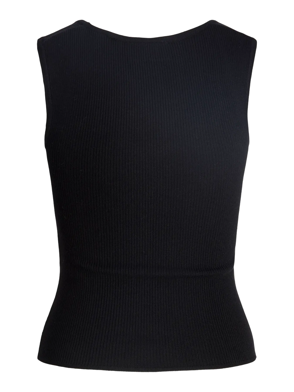 Top negro cuello cuadrado de punto acanalado
