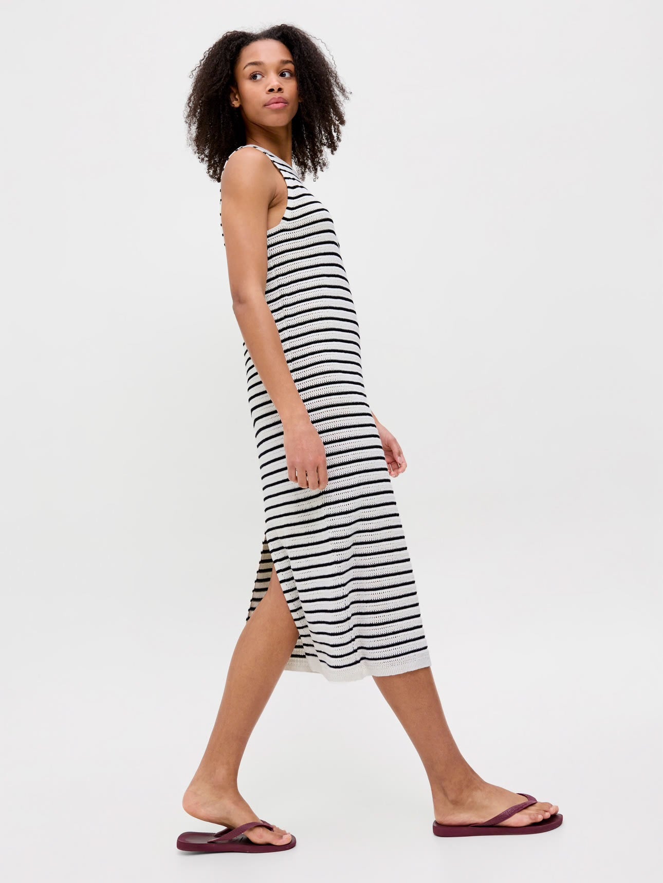 Vestido midi de punto rayas marineras