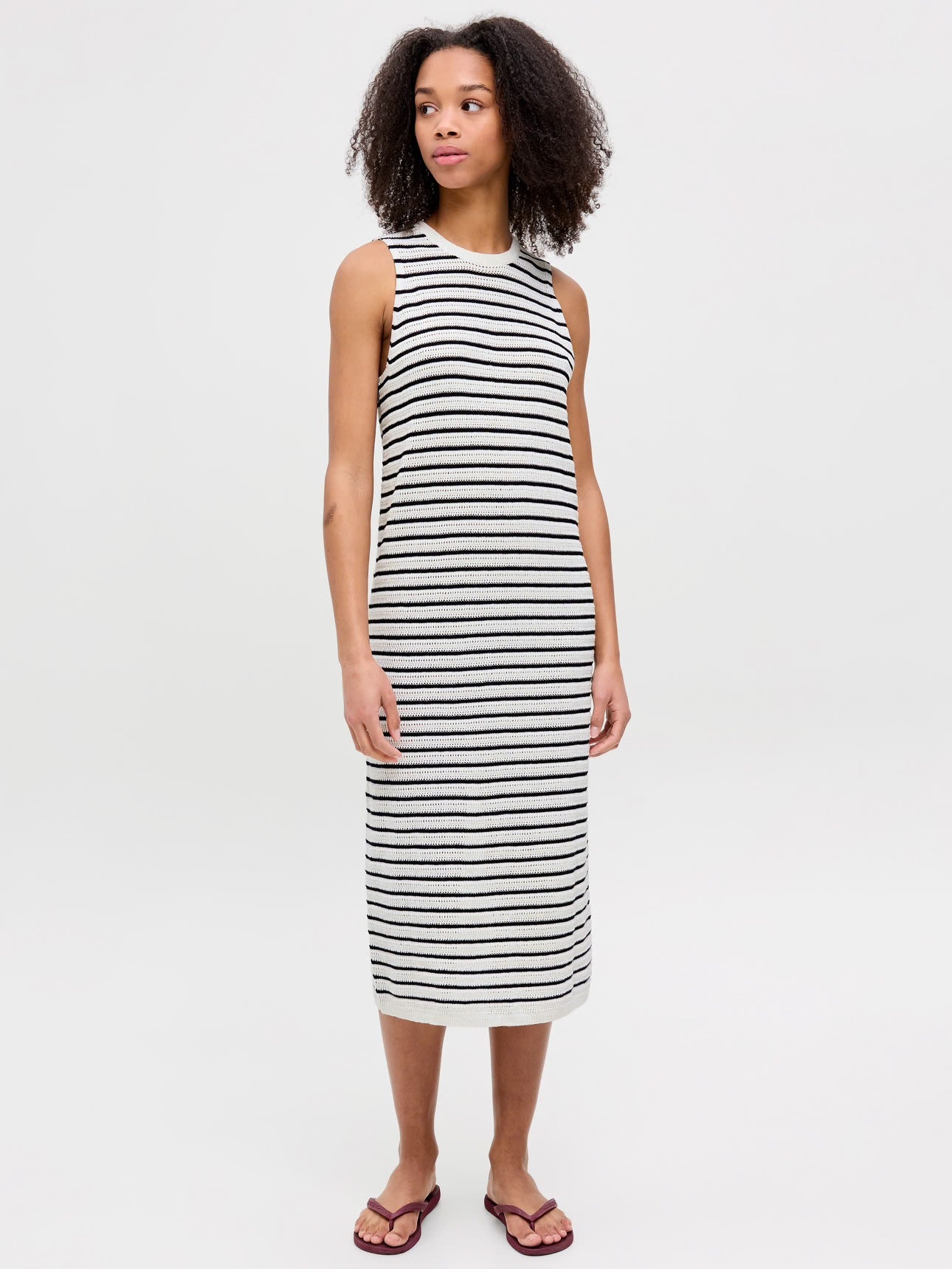Vestido midi de punto rayas marineras