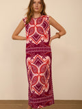 Vestido Paisley Largo Burdeos