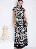 Vestido Camisero Estampado Azul Marino