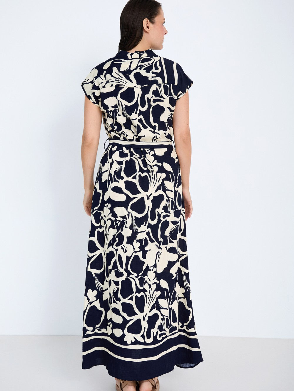 Vestido Camisero Estampado Azul Marino