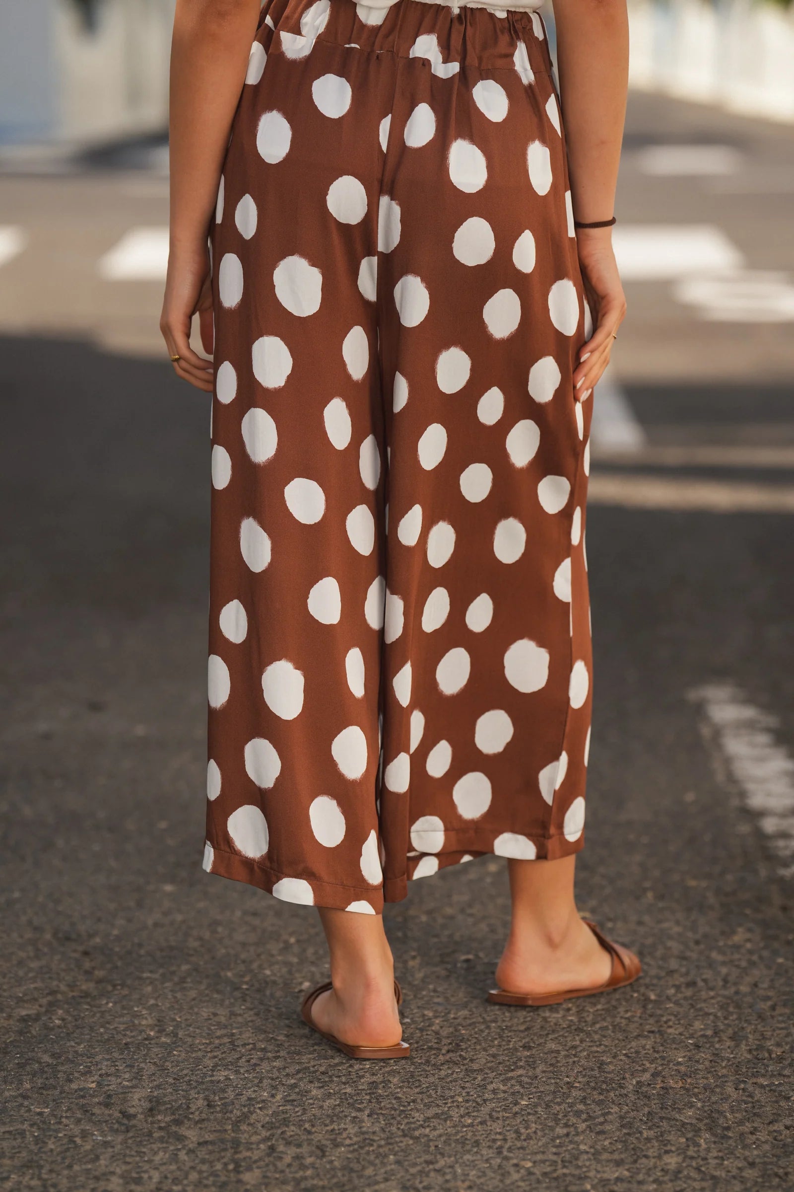 Pantalón Culotte de Lunares Marrón
