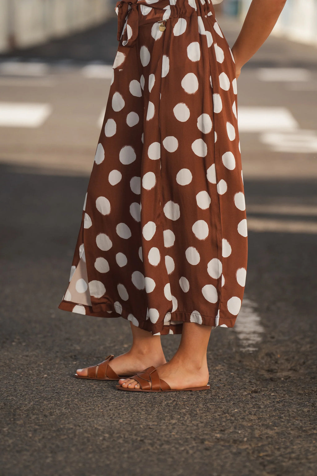 Pantalón Culotte de Lunares Marrón