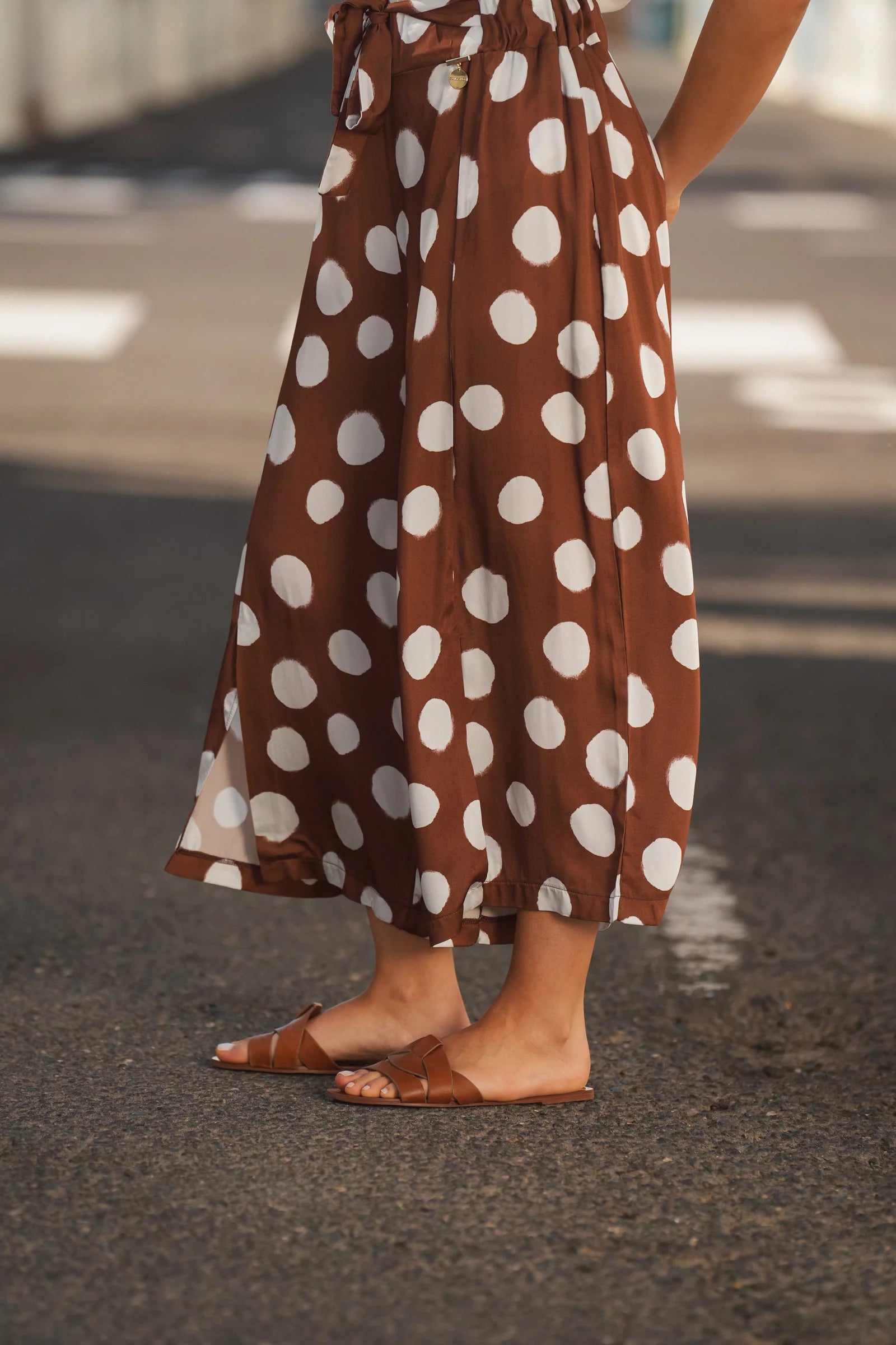 Pantalón Culotte de Lunares Marrón