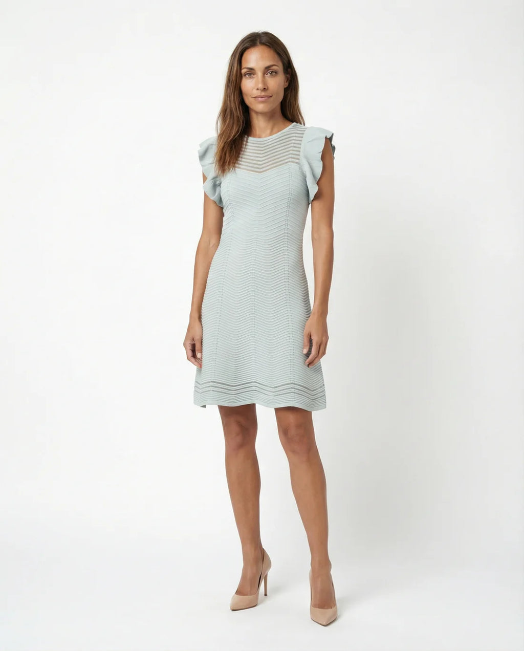Vestido punto ondas verde agua