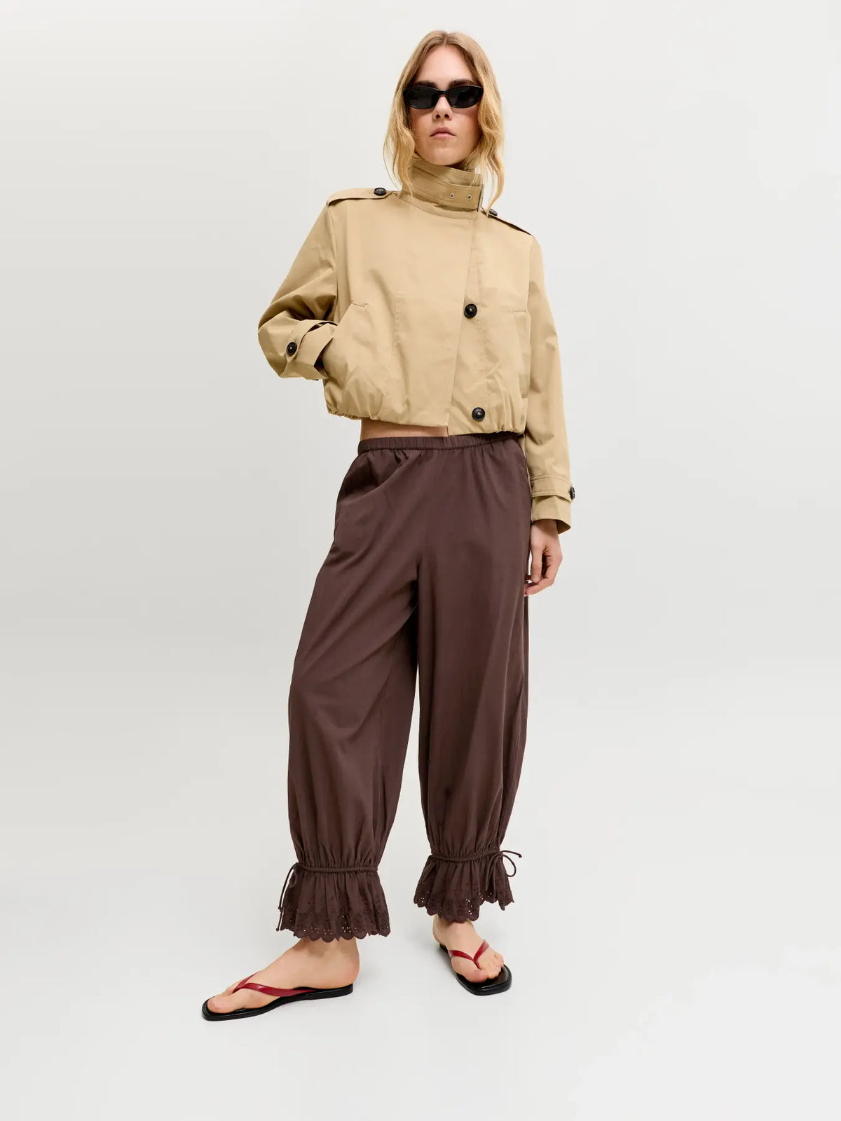 Pantalón de algodón con volante