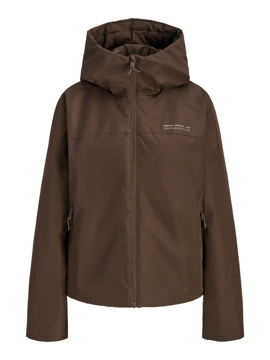 Cazadora impermeable con capucha marrón