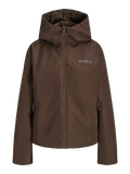 Cazadora impermeable con capucha marrón