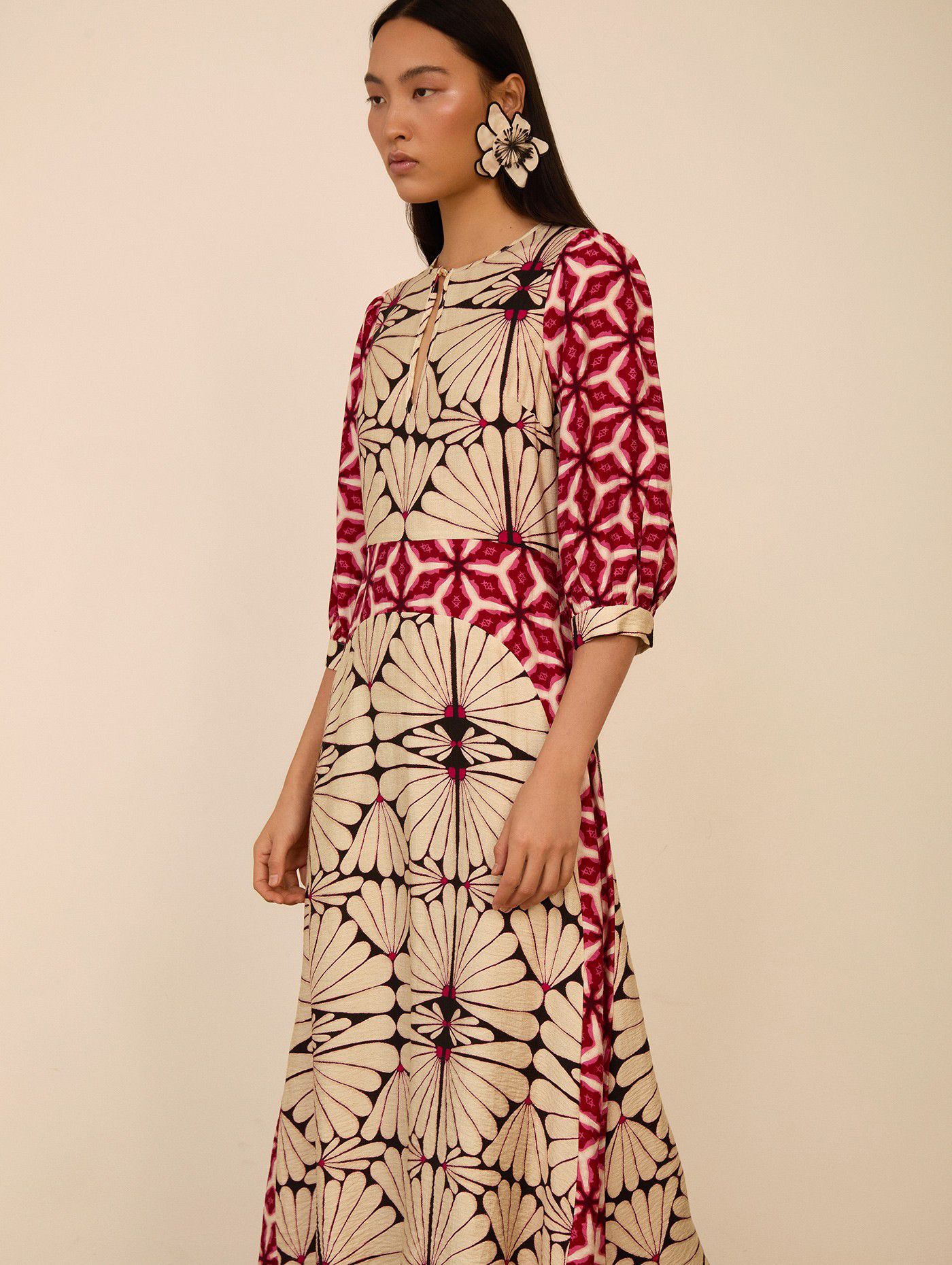 Vestido Midi Estampado Asimétrico