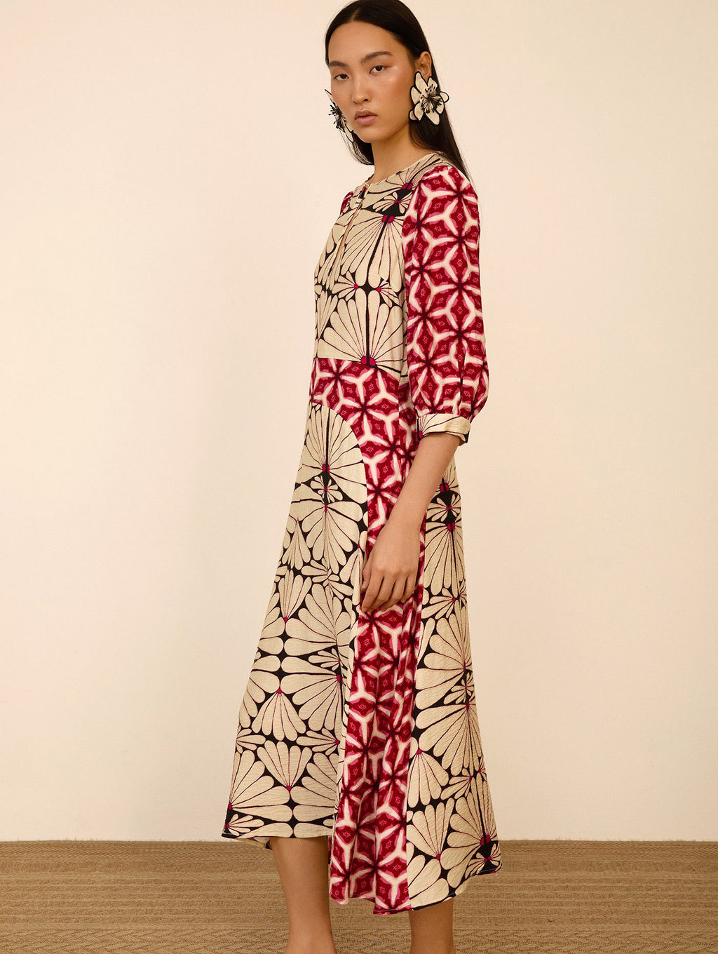 Vestido Midi Estampado Asimétrico