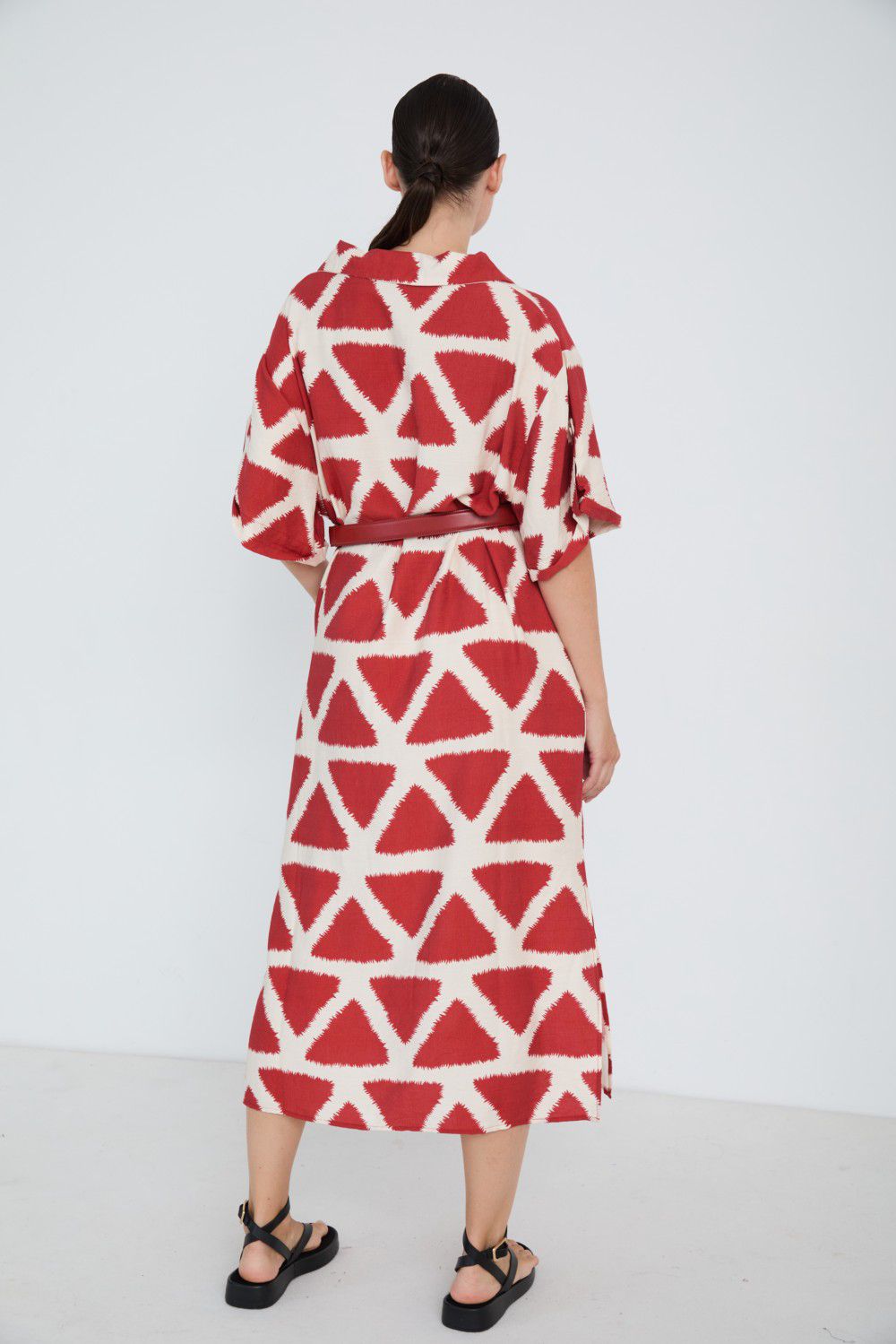 Vestido Camisero Estampado Rojo