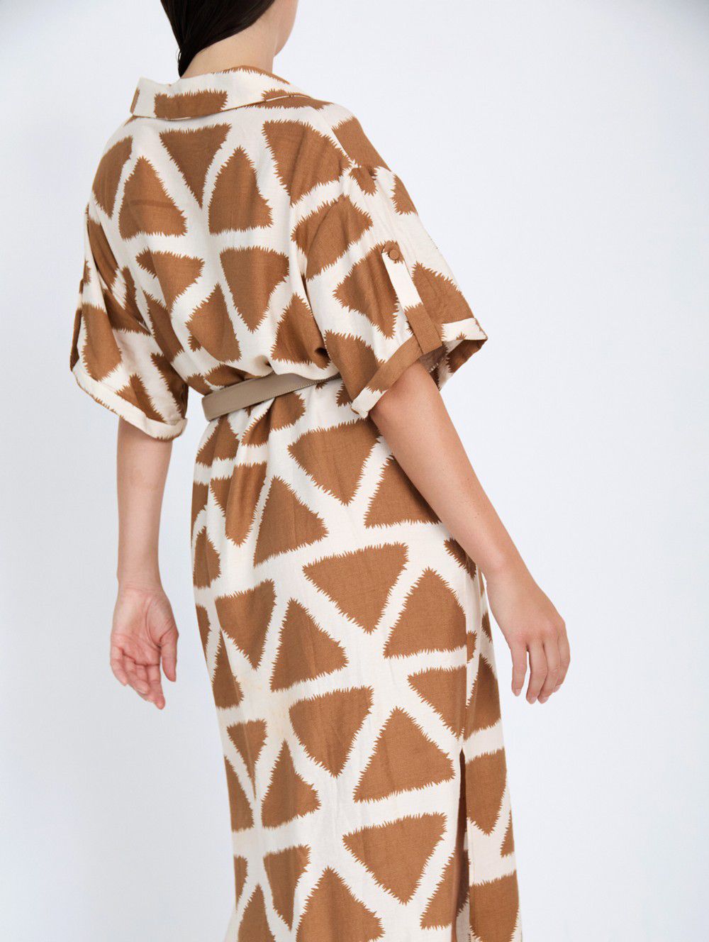 Vestido Camisero Estampado Camel