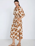 Vestido Camisero Estampado Camel