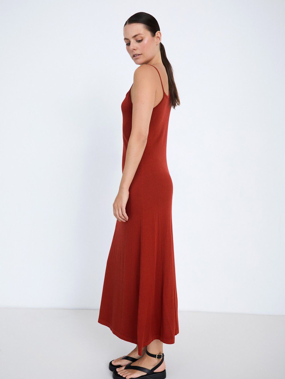 Vestido de Punto Rojo Terracota